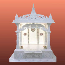 Premium Makrana Marble Mandir with Ornamental Carving