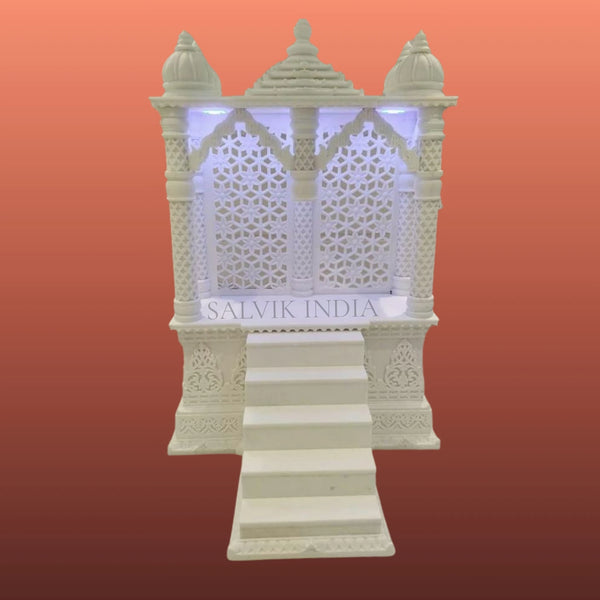 Marble Mandir for Pooja Room with Stairs