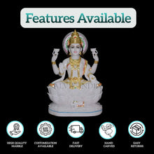 Makrana White Marble Lakshmi Murti – Handcrafted Laxmi Idol