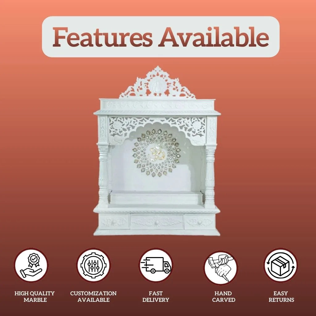 traditional marble temple front view with detailed carving