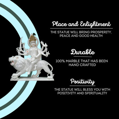 Durga Maa marble statue placed in home mandir for daily pooja