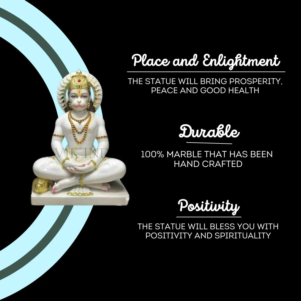 Benefits of white marble Hanuman Ji idol – handcrafted in Jaipur, brings peace and positivity