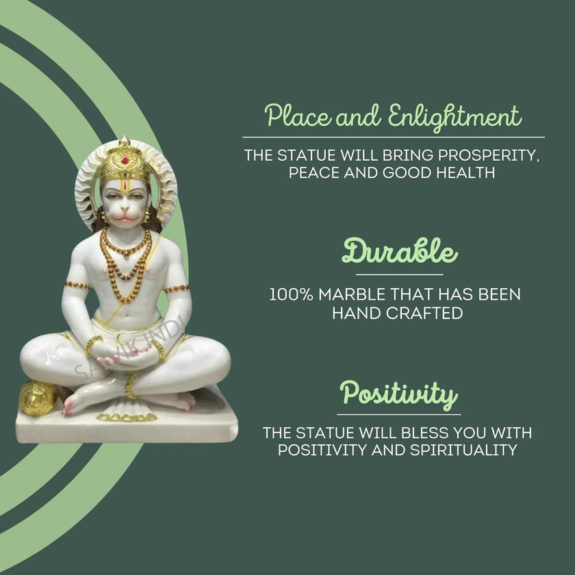 Benefits of white marble Hanuman Ji idol – handcrafted in Jaipur, brings peace and positivity