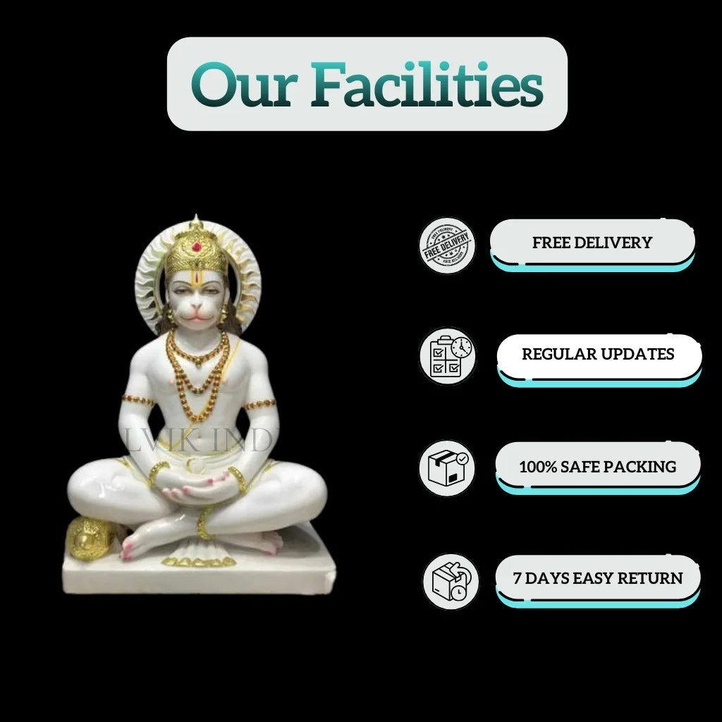 Facilities with Veer Hanuman Ji marble murti – free delivery, safe packing, 7 days easy return