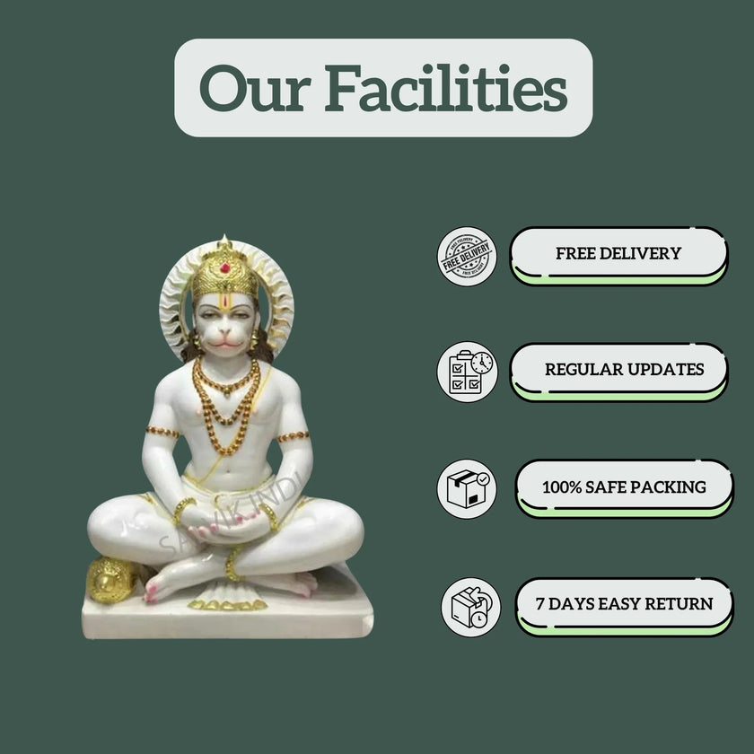 Facilities with Veer Hanuman Ji marble murti – free delivery, safe packing, 7 days easy return