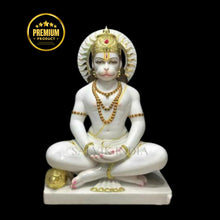 Veer Hanuman Ji marble murti handcrafted from white marble for home and temple by Salvik India