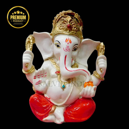 Vighnaharta Ganesh Marble statue Handcrafted in White Marble