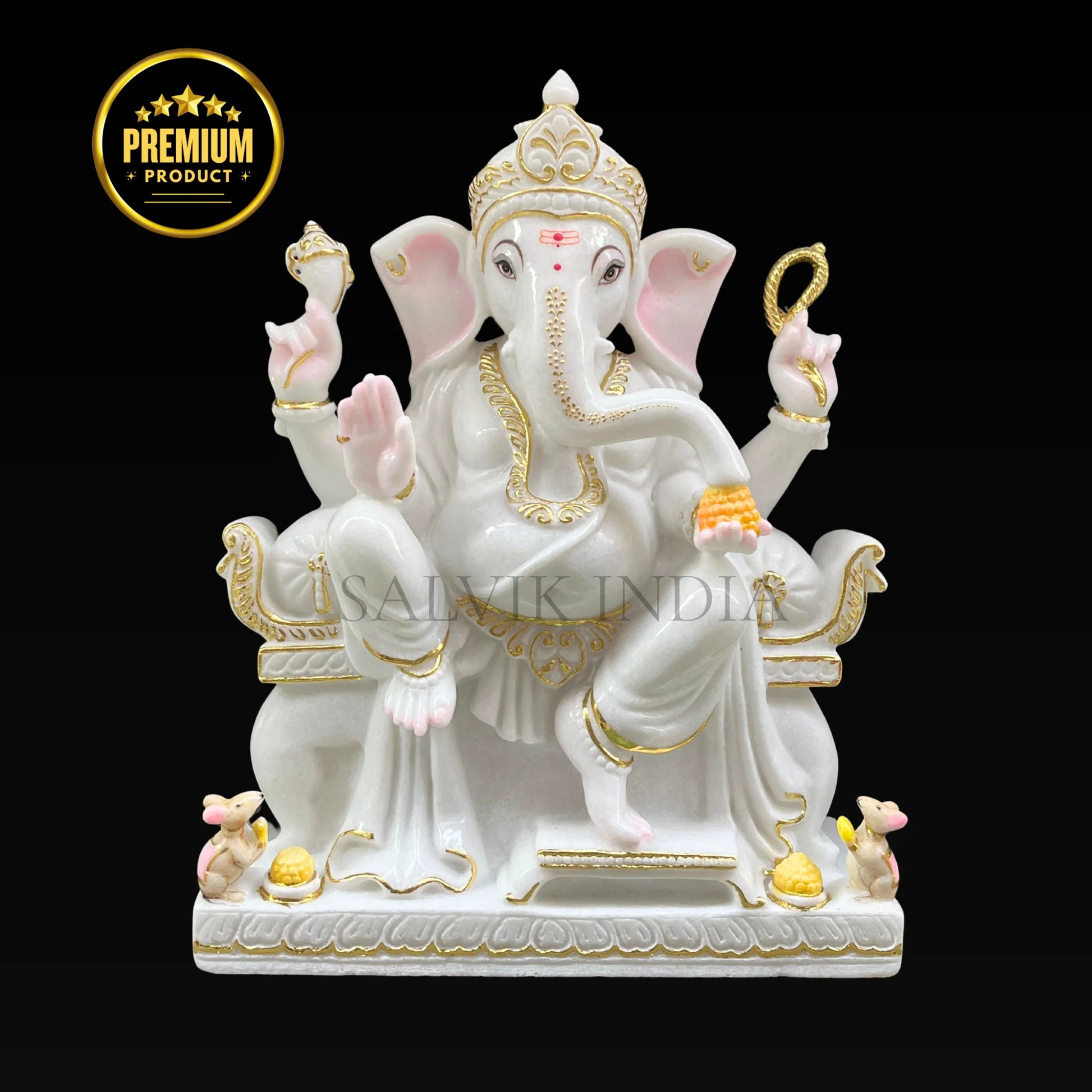 Vinayagar Statue in Marble – Handcrafted White Marble Ganesh Idol made by Jaipur artisans at Salvik India