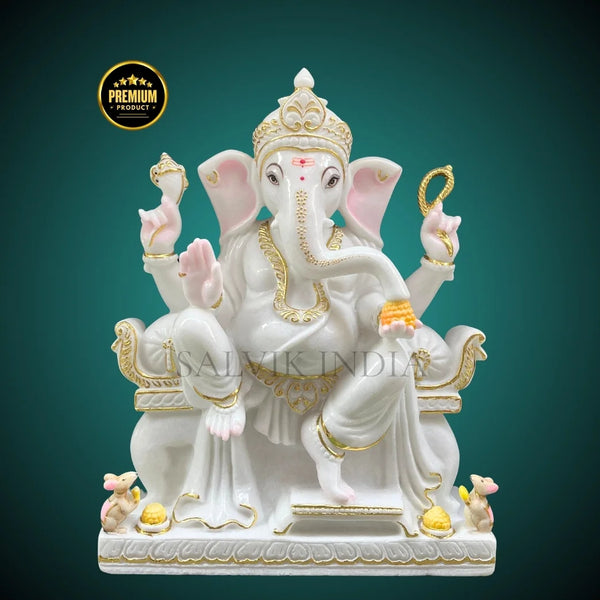 Vinayagar Statue in Marble – Handcrafted White Marble Ganesh Idol made by Jaipur artisans at Salvik India
