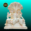 Handcrafted Vishnu Laxmi Murti in white marble with Sheshnag design by Salvik India