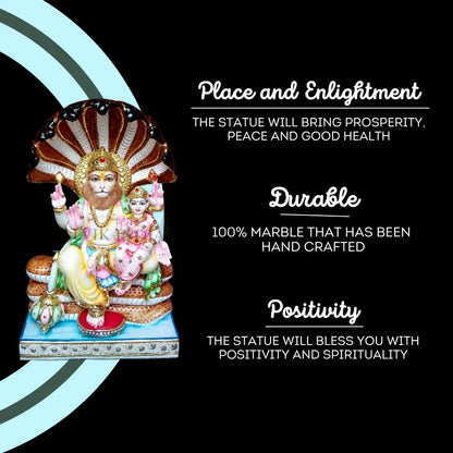 Lord Vishnu marble idol holding a sacred Shankha