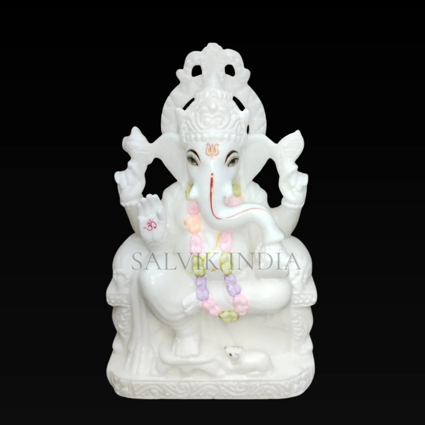 White Ganesh Marble Murti 1ft handcrafted for home and temple by Salvik India