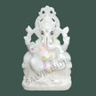 White Ganesh Marble Murti 1ft handcrafted for home and temple by Salvik India