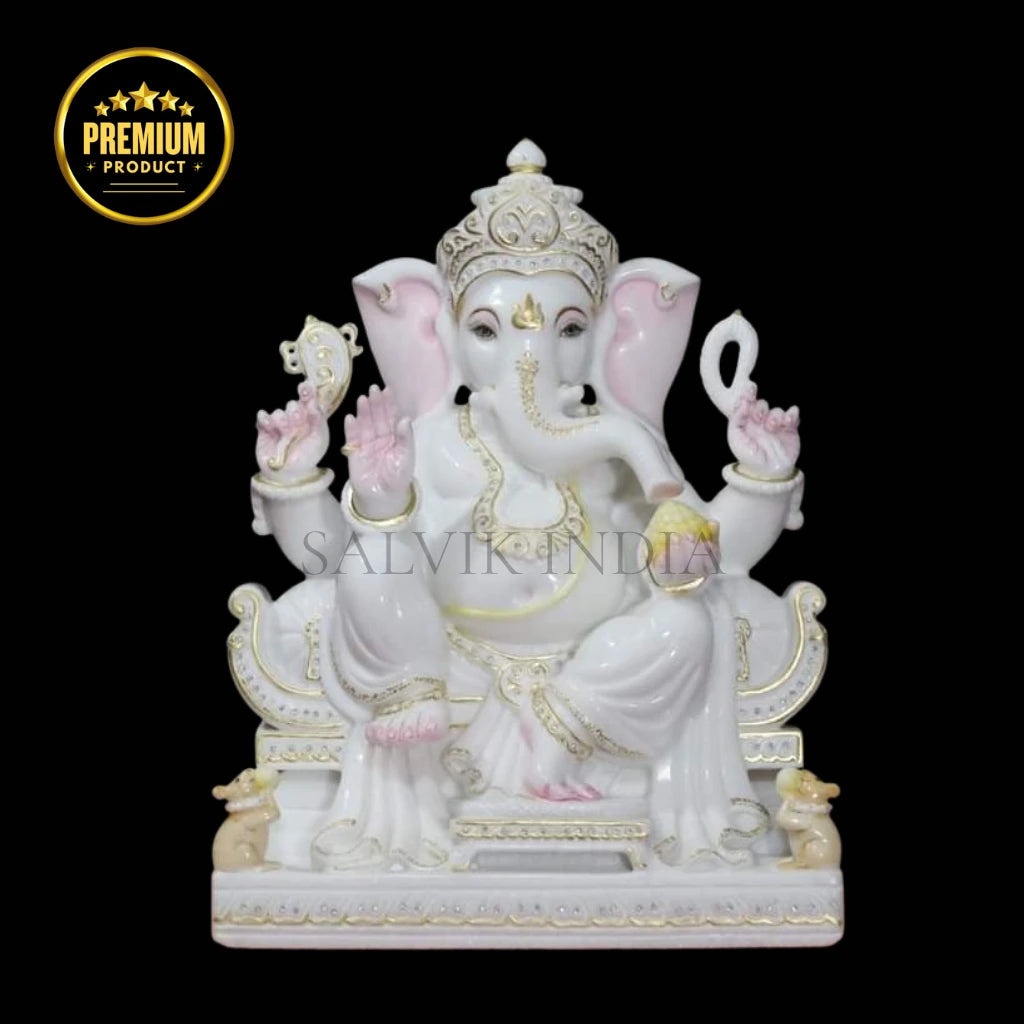 white ganesh murti makrana marble for hom and temple