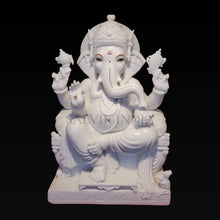 White Makrana Marble Ganesh Statue 18 Inch – Handcrafted Ganpati Idol by Salvik India
