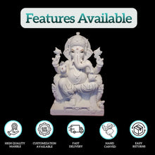White Makrana marble Ganesh statue sitting