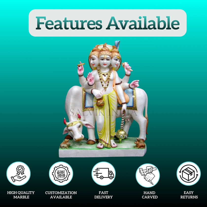 Front view of White Marble Datta Murti idol