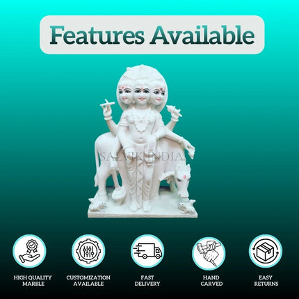 white marble datta statue front view