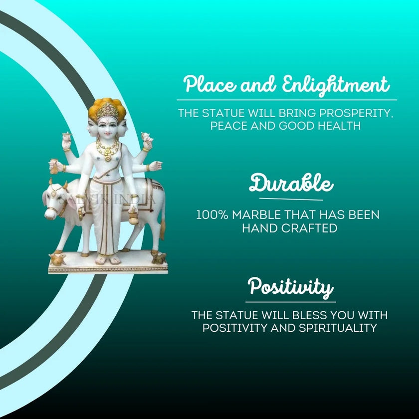 White Marble Dattatreya Murti – Three-Headed Form