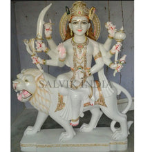 White Marble Durga Murti – Handcrafted Traditional Goddess Statue