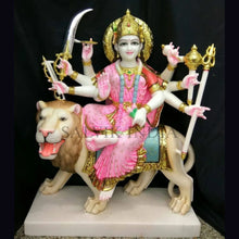 White Marble Durga Statue – Hand-Carved Traditional Design