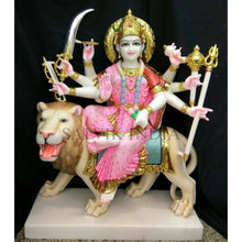 White Marble Durga Statue – Hand-Carved Traditional Design