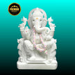 White marble Ganesh marble statue in sitting pose handcrafted from Makrana marble