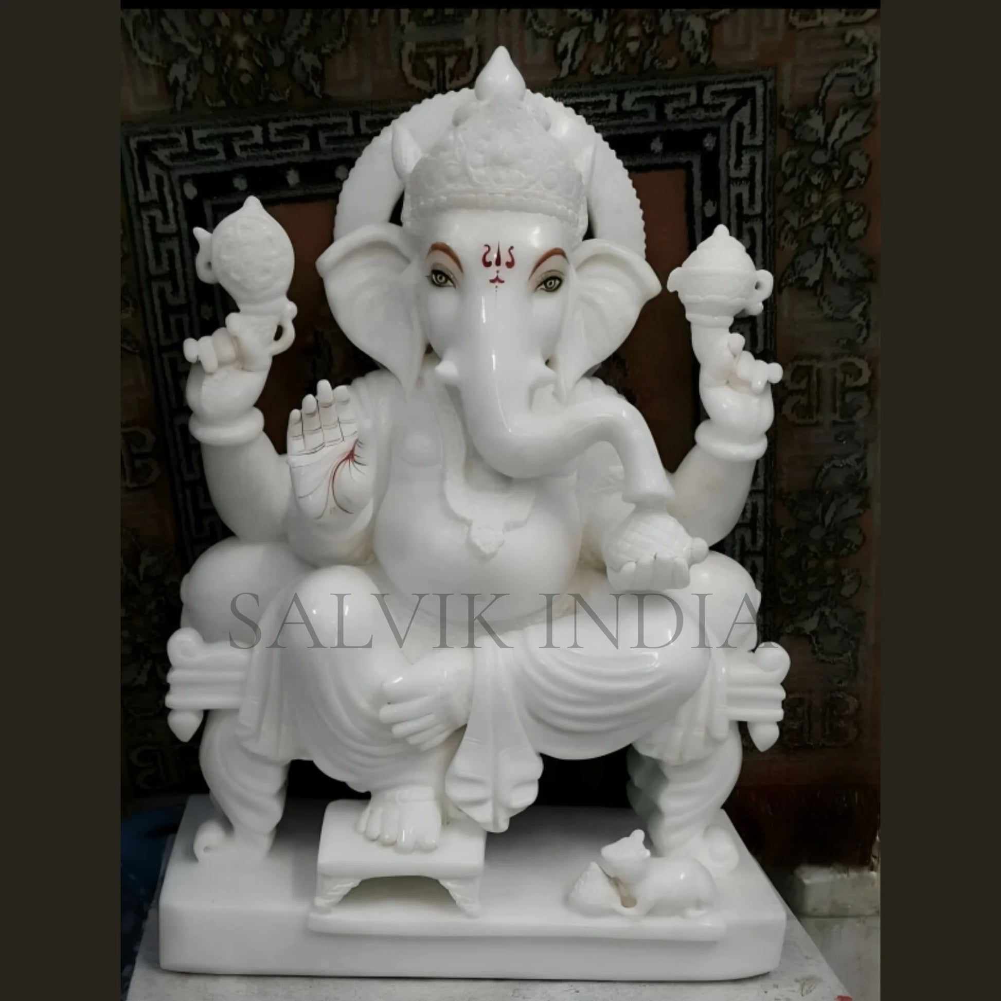 Handmade White Marble Ganesh Idol for Home Temple – Salvik India