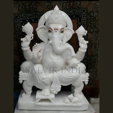 Handmade White Marble Ganesh Idol for Home Temple – Salvik India