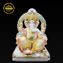 Handcrafted White Marble Ganesh Moorti – Premium Ganpati Idol with Golden Crown
