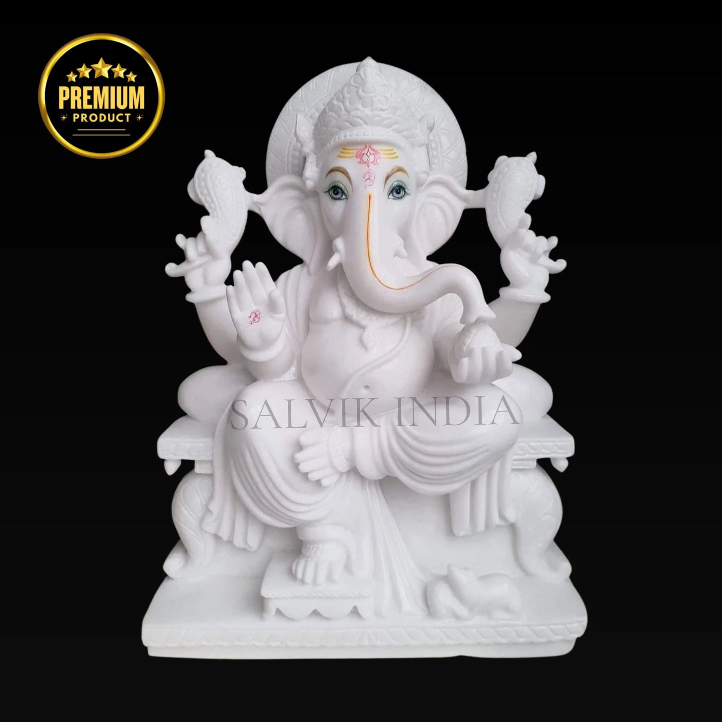 White Marble Ganesh Murti – Handcrafted Ganpati Idol for Puja & Home - Salvik | Marble Murti Manufacturers in India