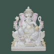 White Marble Ganesh Murti handcrafted in Vietnam marble – premium idol for home and temple by Salvik India.