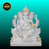 White Marble Ganesh Murti handcrafted in Vietnam marble – premium idol for home and temple by Salvik India.