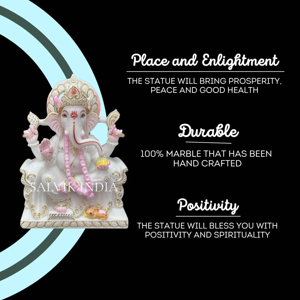 White Marble Ganesh Murti for home temple