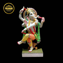 Hand-painted White Marble Ganesh Statue