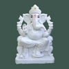 White Marble Ganesh Idol with Features – Customization, Fast Delivery, Hand-Carved