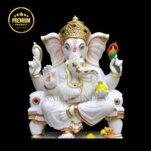 White Marble Ganesha Idol in Vighnaharta form