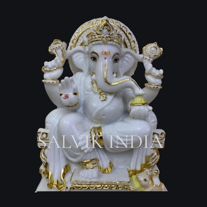 White marble Ganpati Bappa murti for home temple