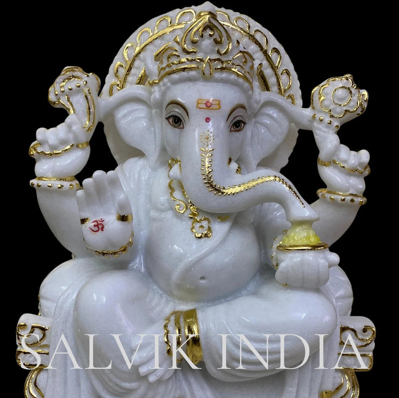 White marble Ganpati Bappa murti for home temple