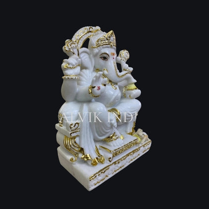 White marble Ganpati Bappa murti