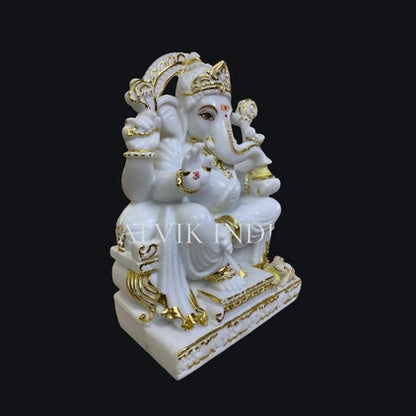 White marble Ganpati Bappa murti