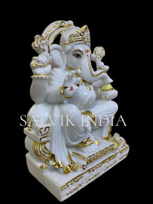 White marble Ganpati Bappa murti