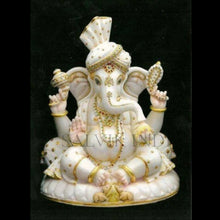 White Marble Ganpati Murti – Handcrafted Ganesh Idol in Ambaji Marble for Home & Temple