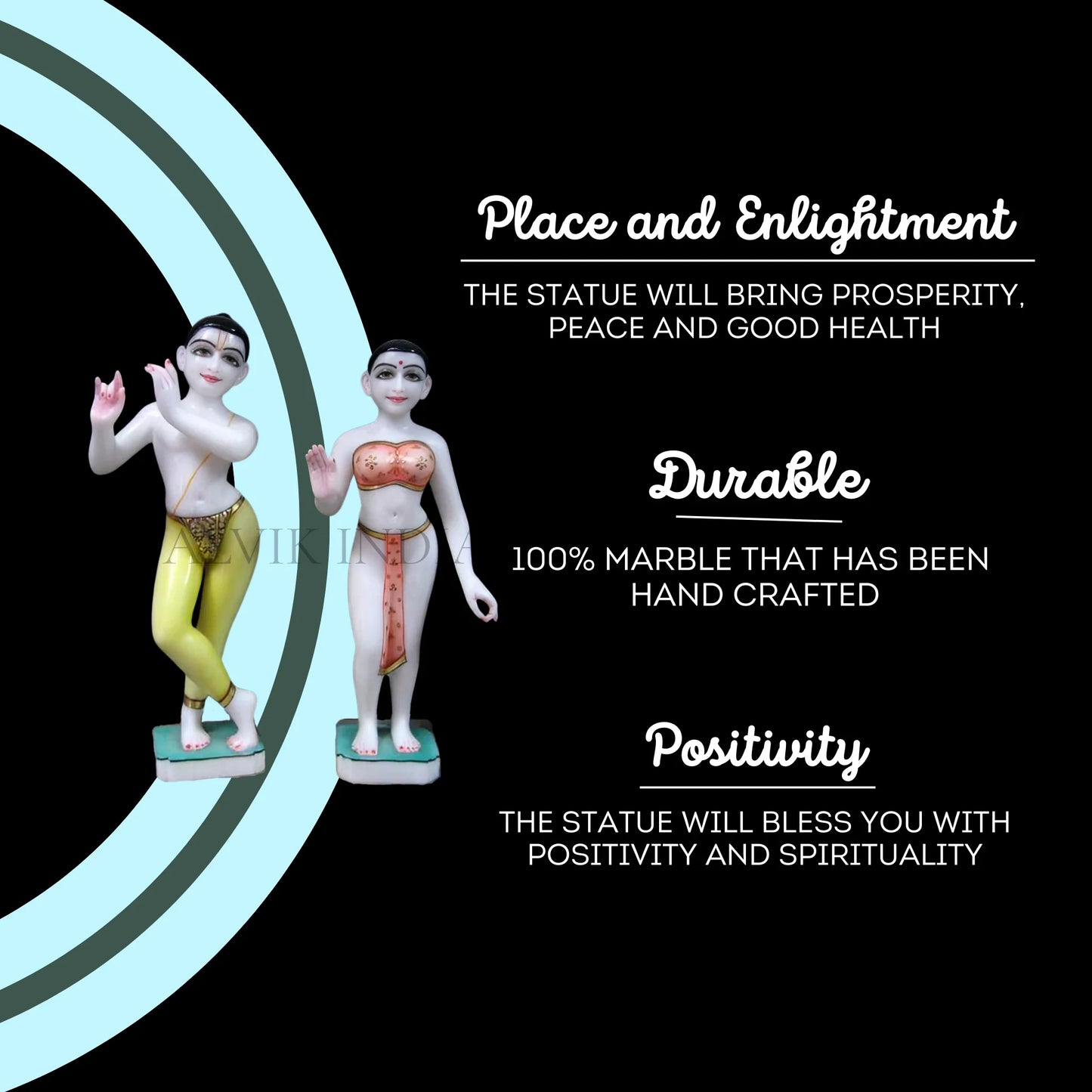 White Marble ISKCON Radha Krishna Statue – Large Temple Size Idol
