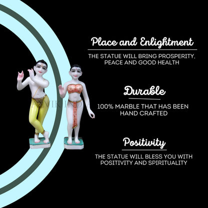 White Marble ISKCON Radha Krishna Statue – Large Temple Size Idol

