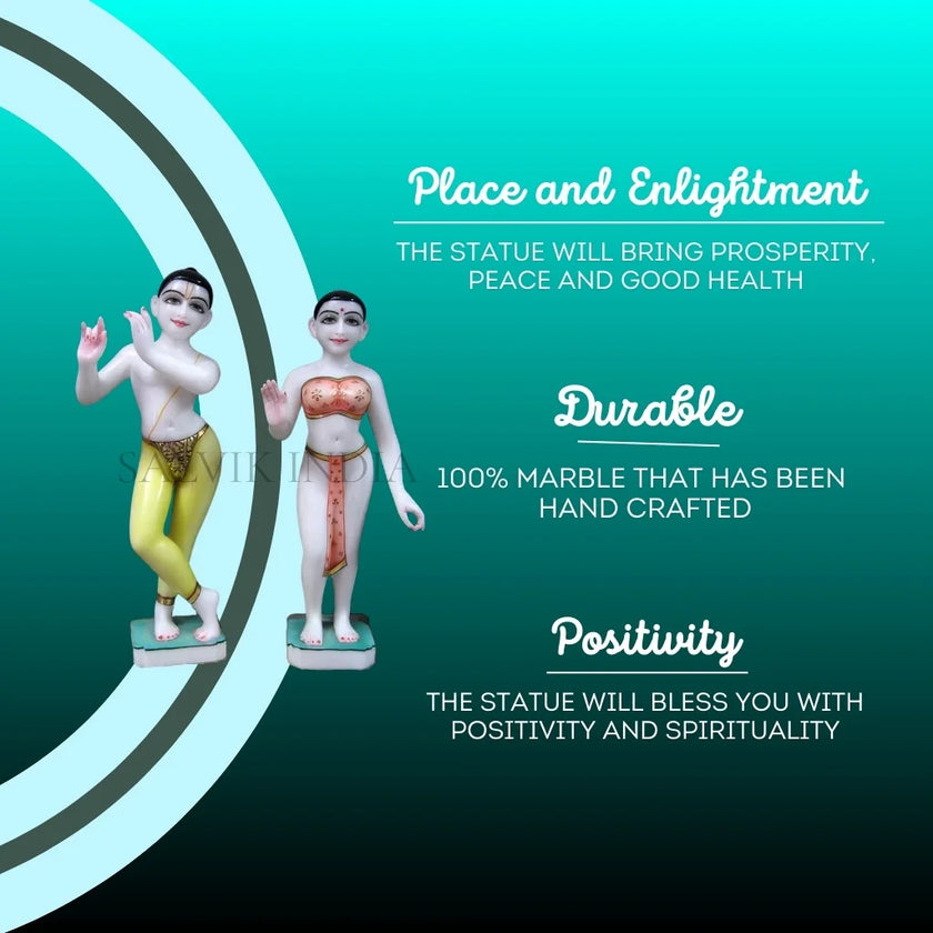 White Marble ISKCON Radha Krishna Statue – Large Temple Size Idol
