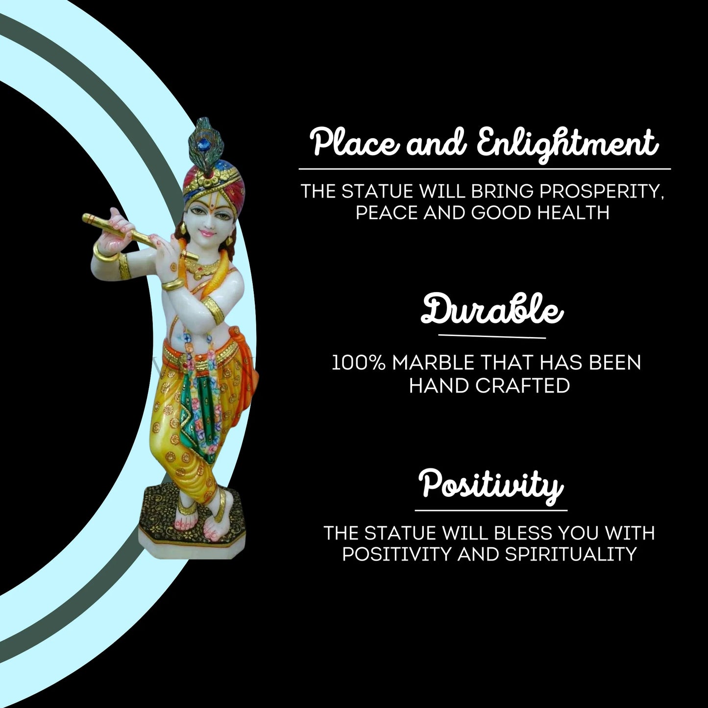 White marble Krishna Murti 12–30 inch for home pooja