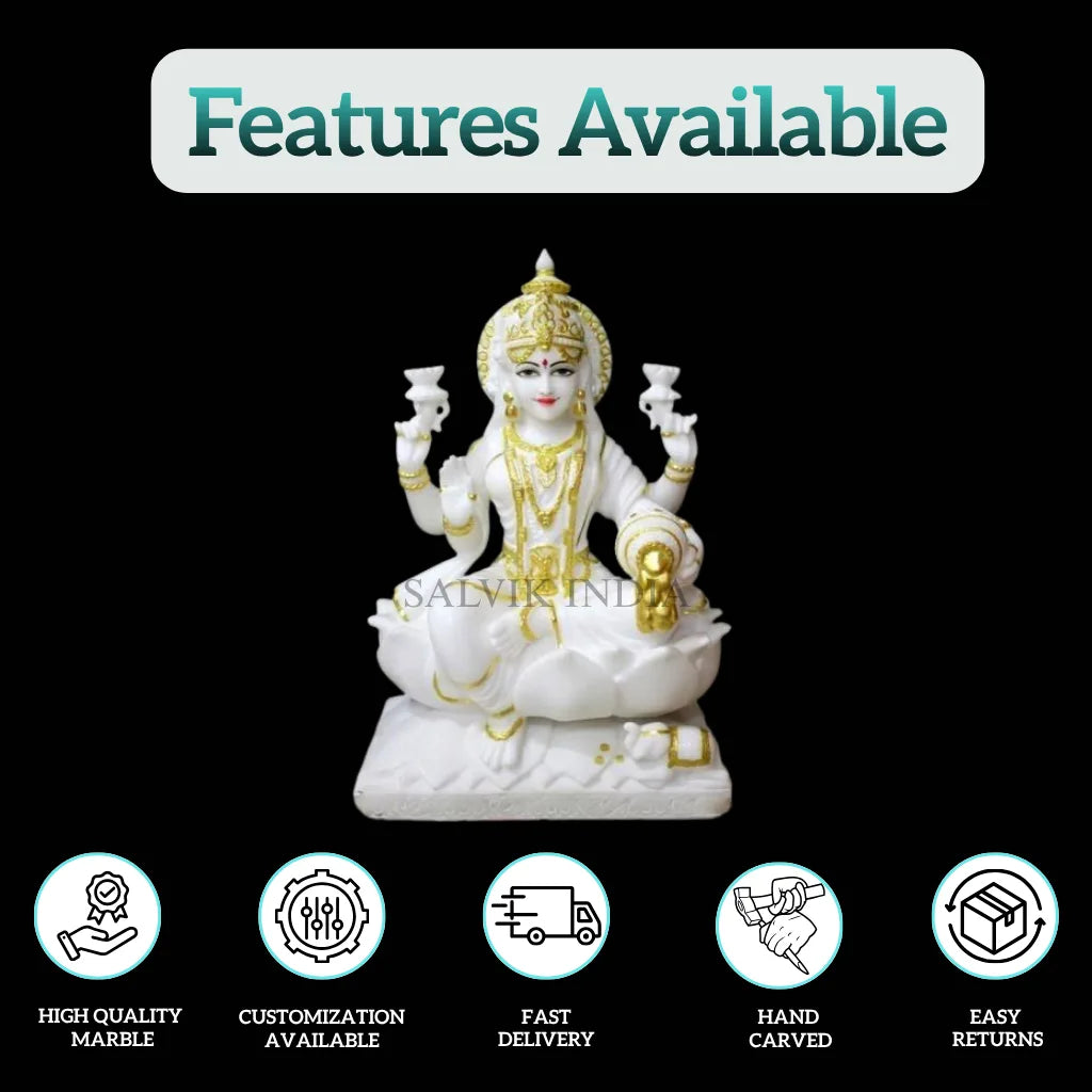White marble Lakshmi statue for home temple