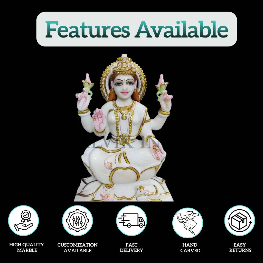 White marble Laxmi statue for a home temple or pooja room