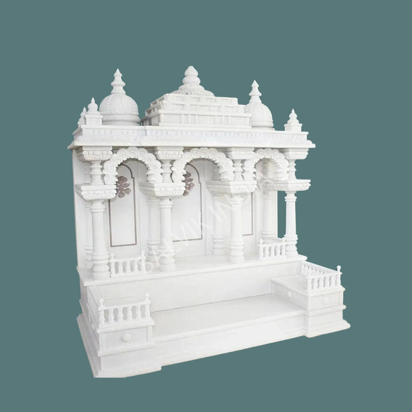White Marble Mandir Design - Salvik | Marble Murti Manufacturers in India